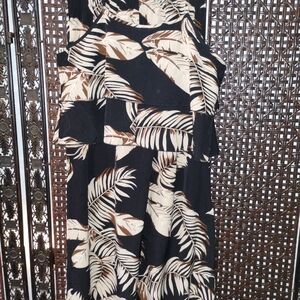 Shein Large 2 Piece Top & Pants Black Tan Beige Cruise Ware Beach